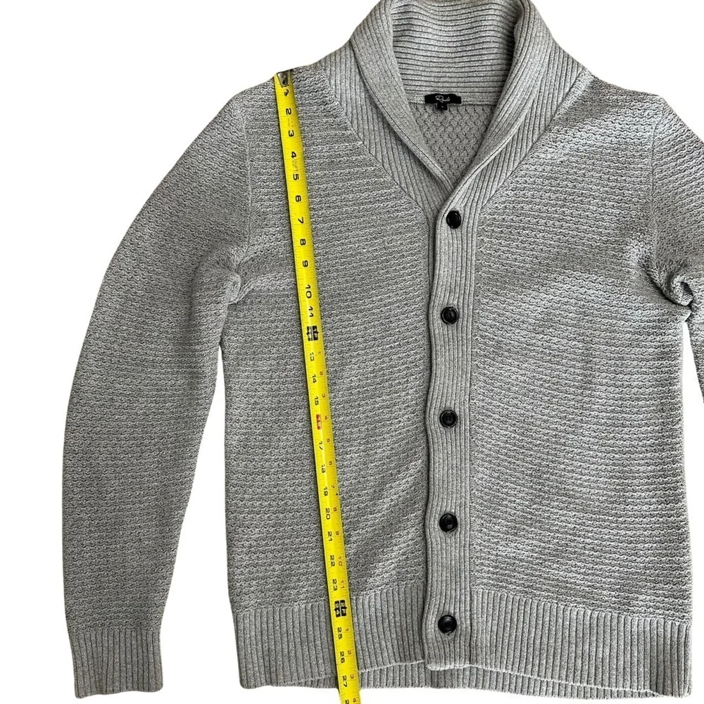 Rails Button Front Shawl Collar Cardigan Large Grey Preppy Heritage GUC READ